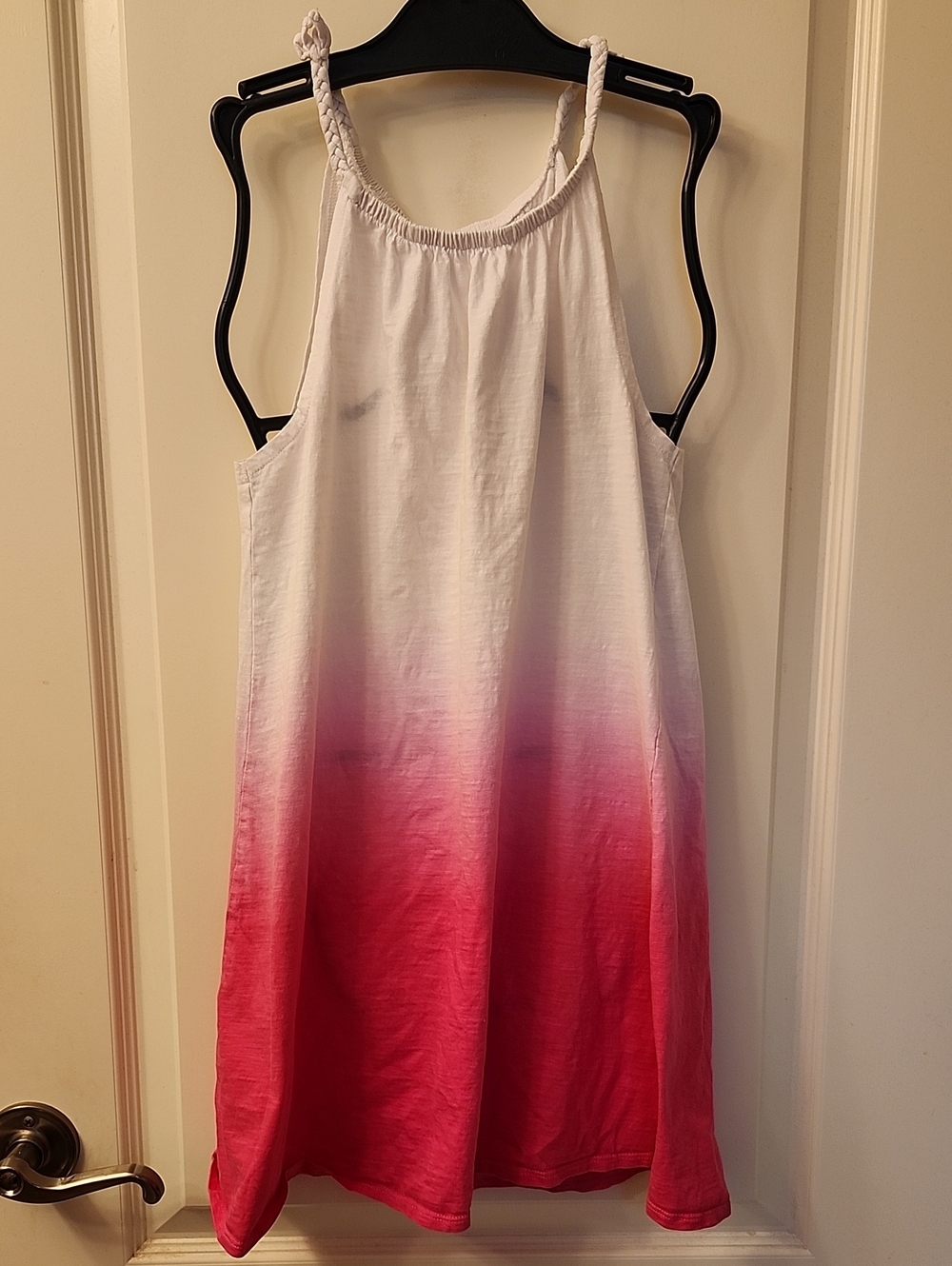 George White-to-Pink Ombre Braided-Strap Swim Coverup, Girls Size L (10/12)